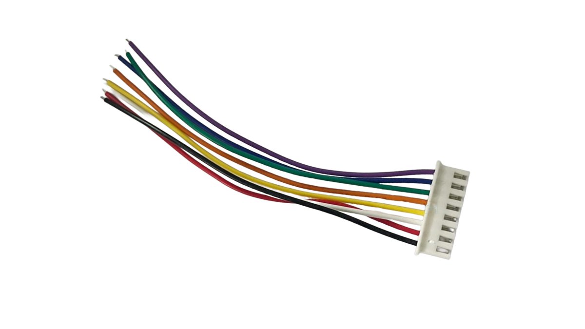 8-pin connector cable with white housing and multicolored wires