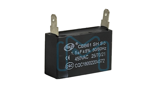 CBB61 1.5uF | Fan Capacitor 1.5uF 450VAC 2PIN Flat 