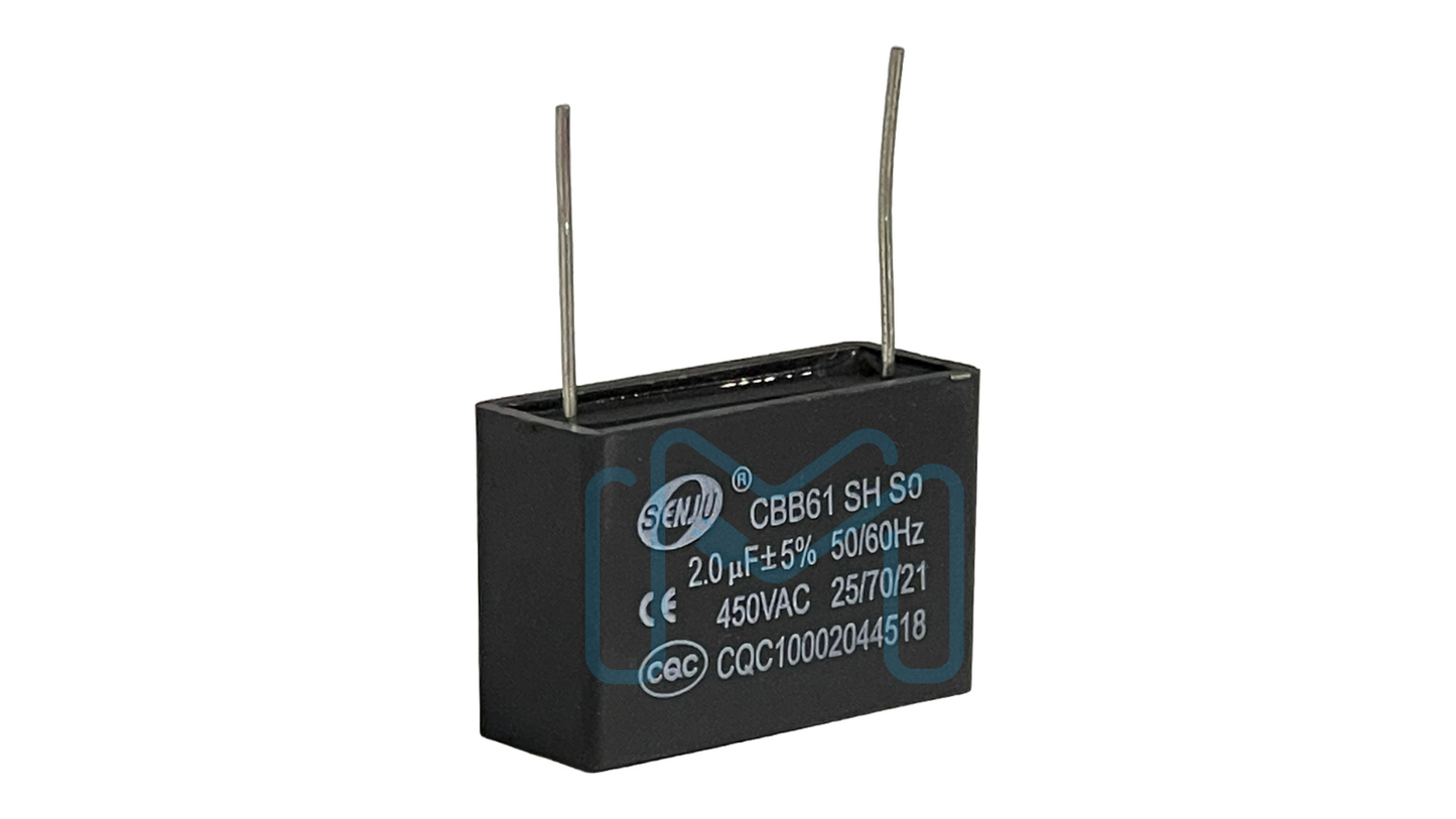 Fan Capacitor 2UF 450VAC 2PIN Without Wire 