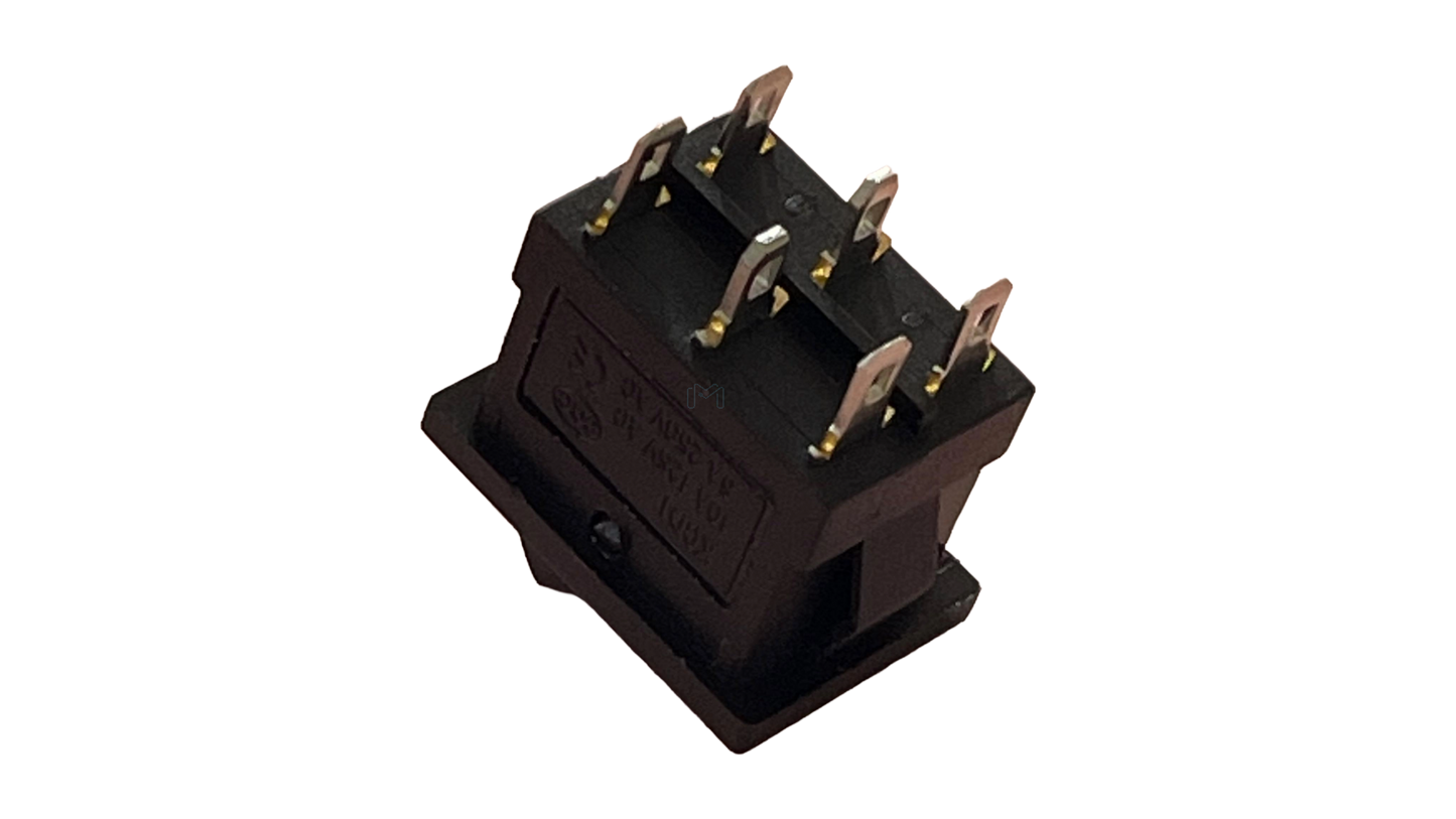 KCD1-202 | Black 6-Pin DPST ON/OFF Rocker Switch – 6 A 250 VAC