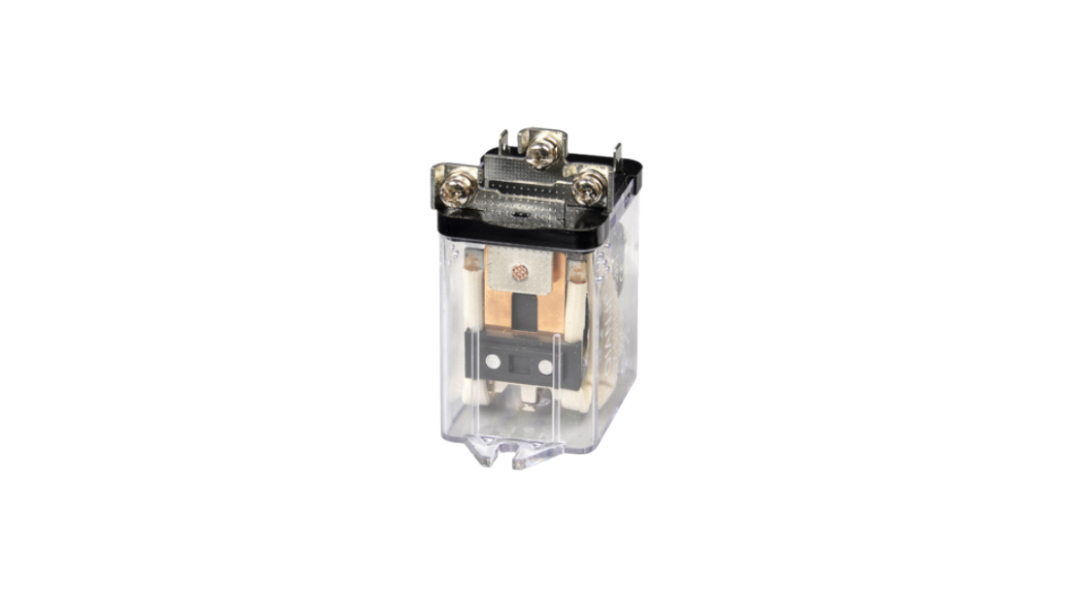 Electrical relay on a white background