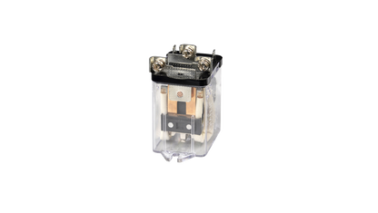 Electrical relay on a white background