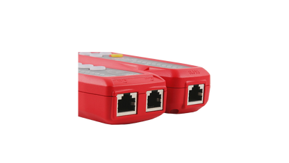 Red network adapter with multiple Ethernet ports on a white background - part of UT683Kit