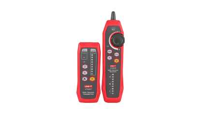 Red and black electrical tester on a white background - Wire Tracker Transmitter
