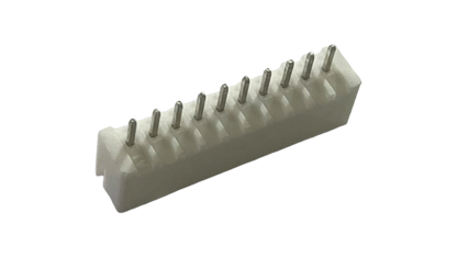 XH2.54-10P straight male PCB header with 10 pins and white housing