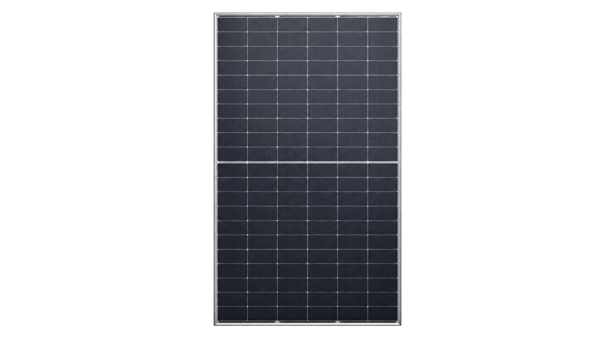 Jinko Solar JKM640N-66HL4M-BDV 640W bifacial dual-glass solar panel front view on transparent background