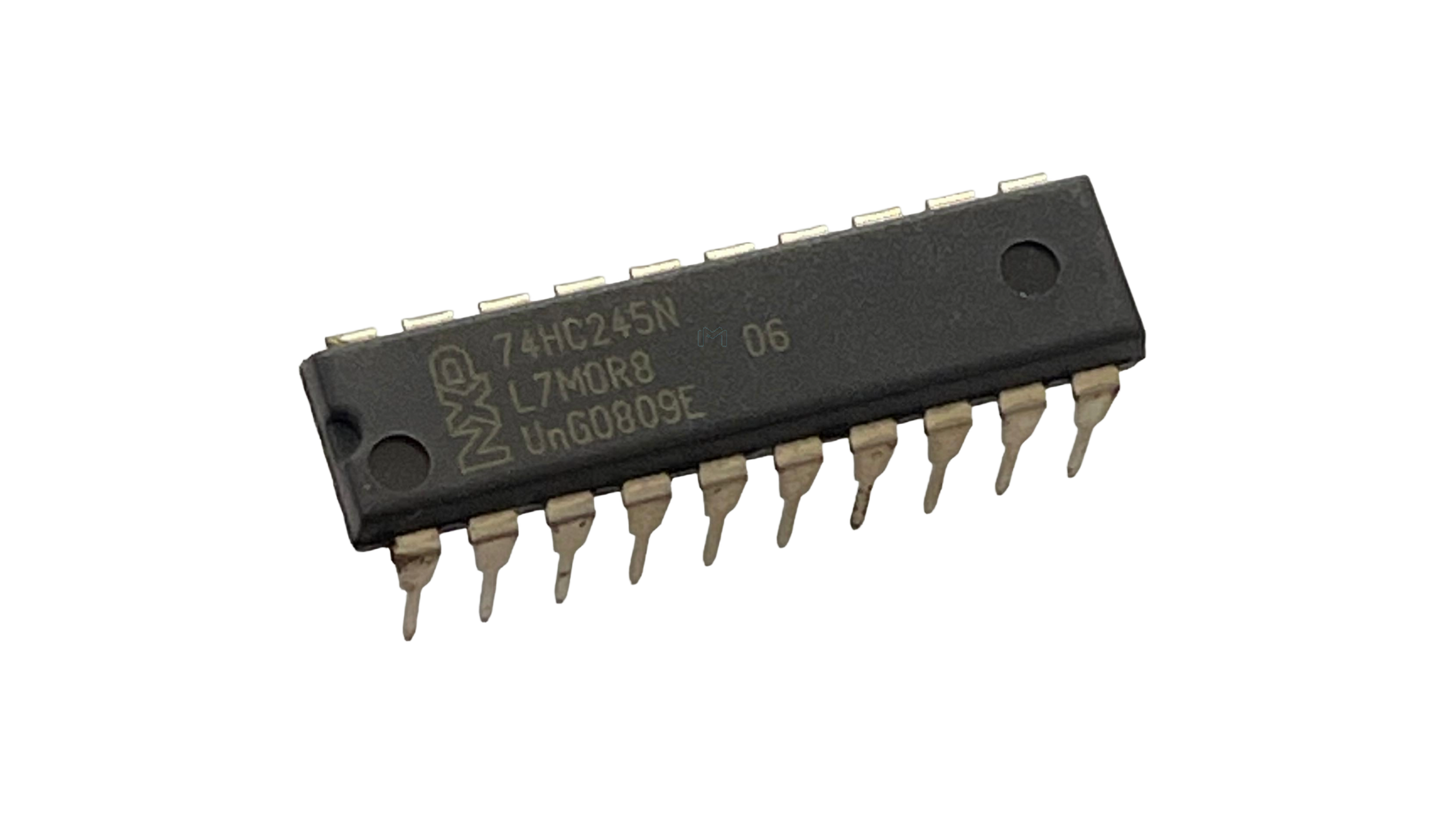 NXP 74HC245N octal bidirectional bus transceiver IC in 20-pin DIP package