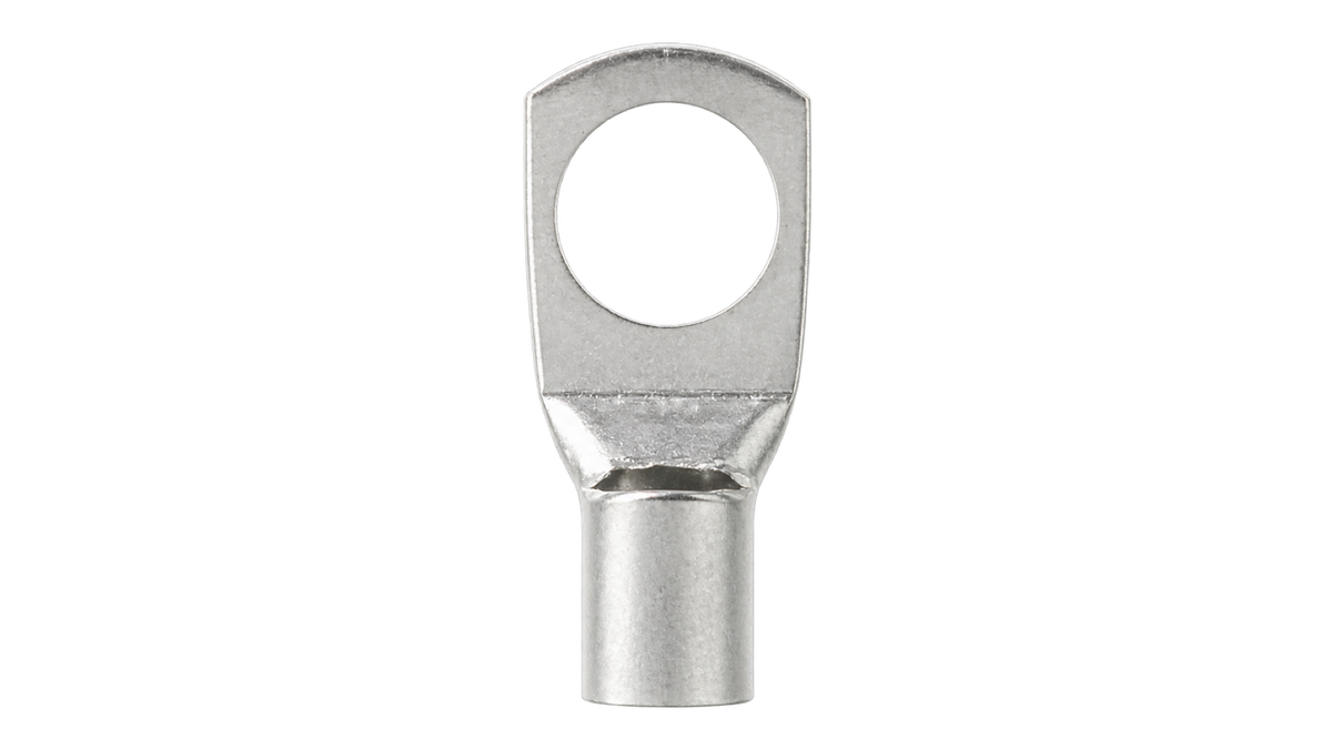 SC10-8 non-insulated ring terminal, upright front view