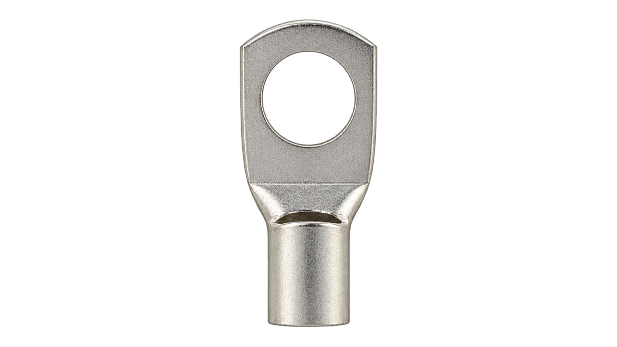 SC50-10 non-insulated ring terminal, upright front view