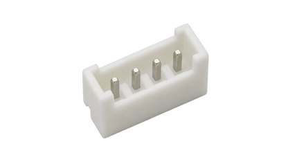 XH2.54-4P straight male PCB header top mating-side view with 4 pins and white housing