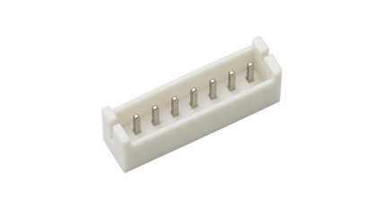 XH2.54-8P straight male PCB header top mating-side view with 8 pins and white housing